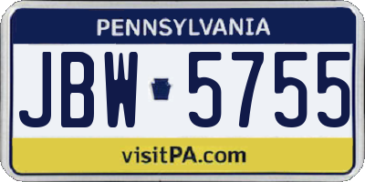 PA license plate JBW5755