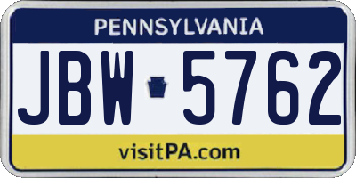 PA license plate JBW5762