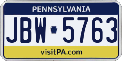 PA license plate JBW5763