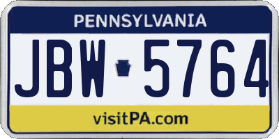 PA license plate JBW5764