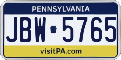 PA license plate JBW5765