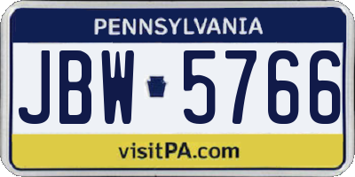 PA license plate JBW5766