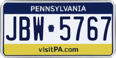 PA license plate JBW5767