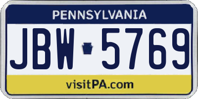 PA license plate JBW5769