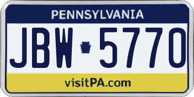 PA license plate JBW5770