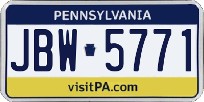 PA license plate JBW5771