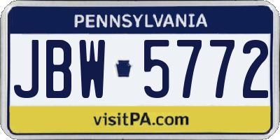PA license plate JBW5772