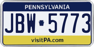 PA license plate JBW5773