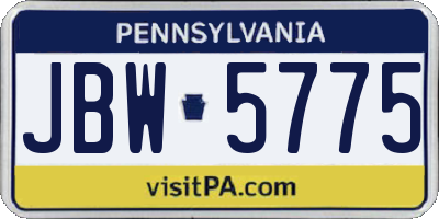 PA license plate JBW5775