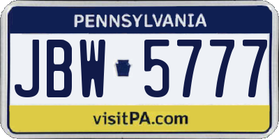 PA license plate JBW5777