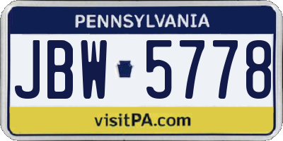 PA license plate JBW5778
