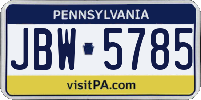 PA license plate JBW5785