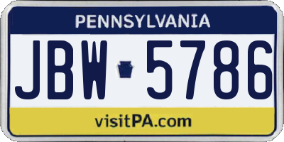 PA license plate JBW5786