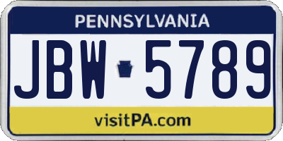 PA license plate JBW5789