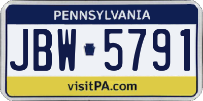 PA license plate JBW5791