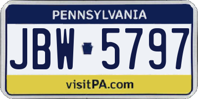 PA license plate JBW5797