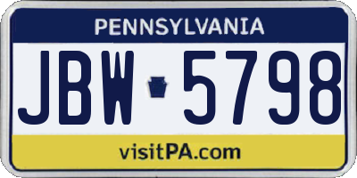 PA license plate JBW5798