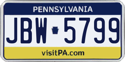 PA license plate JBW5799