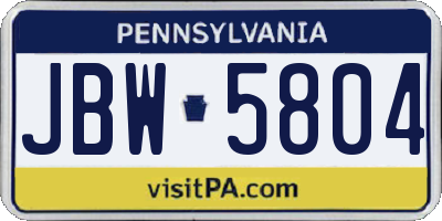 PA license plate JBW5804