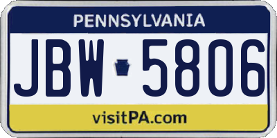 PA license plate JBW5806