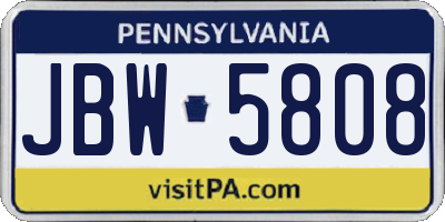 PA license plate JBW5808