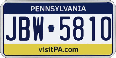 PA license plate JBW5810