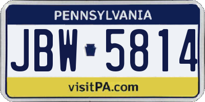 PA license plate JBW5814
