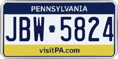 PA license plate JBW5824