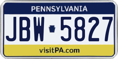 PA license plate JBW5827