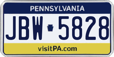 PA license plate JBW5828
