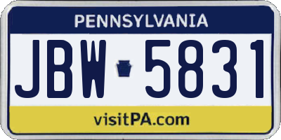 PA license plate JBW5831