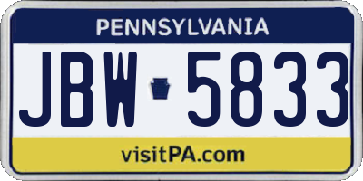 PA license plate JBW5833
