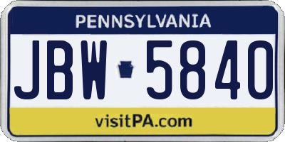 PA license plate JBW5840