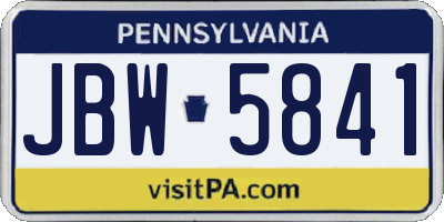 PA license plate JBW5841