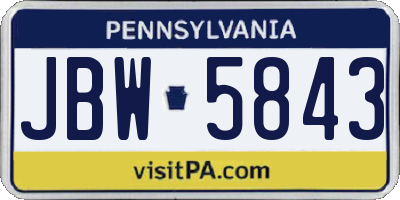 PA license plate JBW5843
