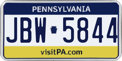 PA license plate JBW5844