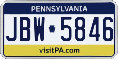 PA license plate JBW5846