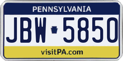 PA license plate JBW5850