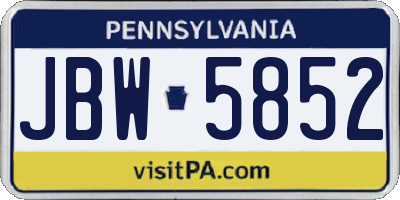 PA license plate JBW5852