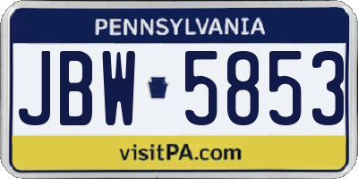 PA license plate JBW5853