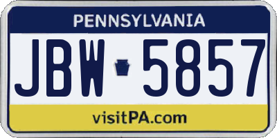 PA license plate JBW5857