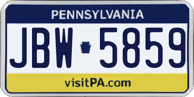 PA license plate JBW5859