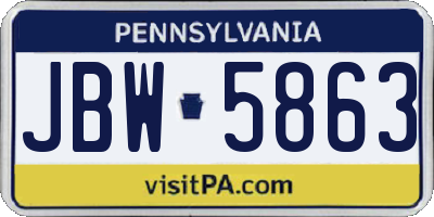 PA license plate JBW5863
