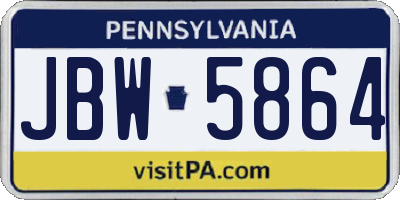 PA license plate JBW5864