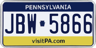 PA license plate JBW5866