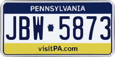 PA license plate JBW5873