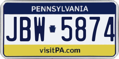PA license plate JBW5874