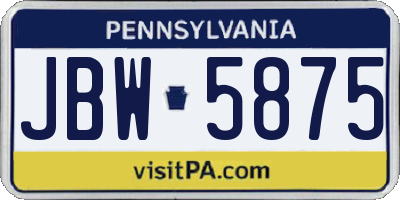 PA license plate JBW5875