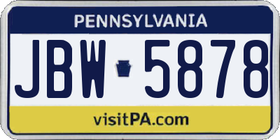 PA license plate JBW5878