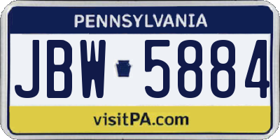 PA license plate JBW5884